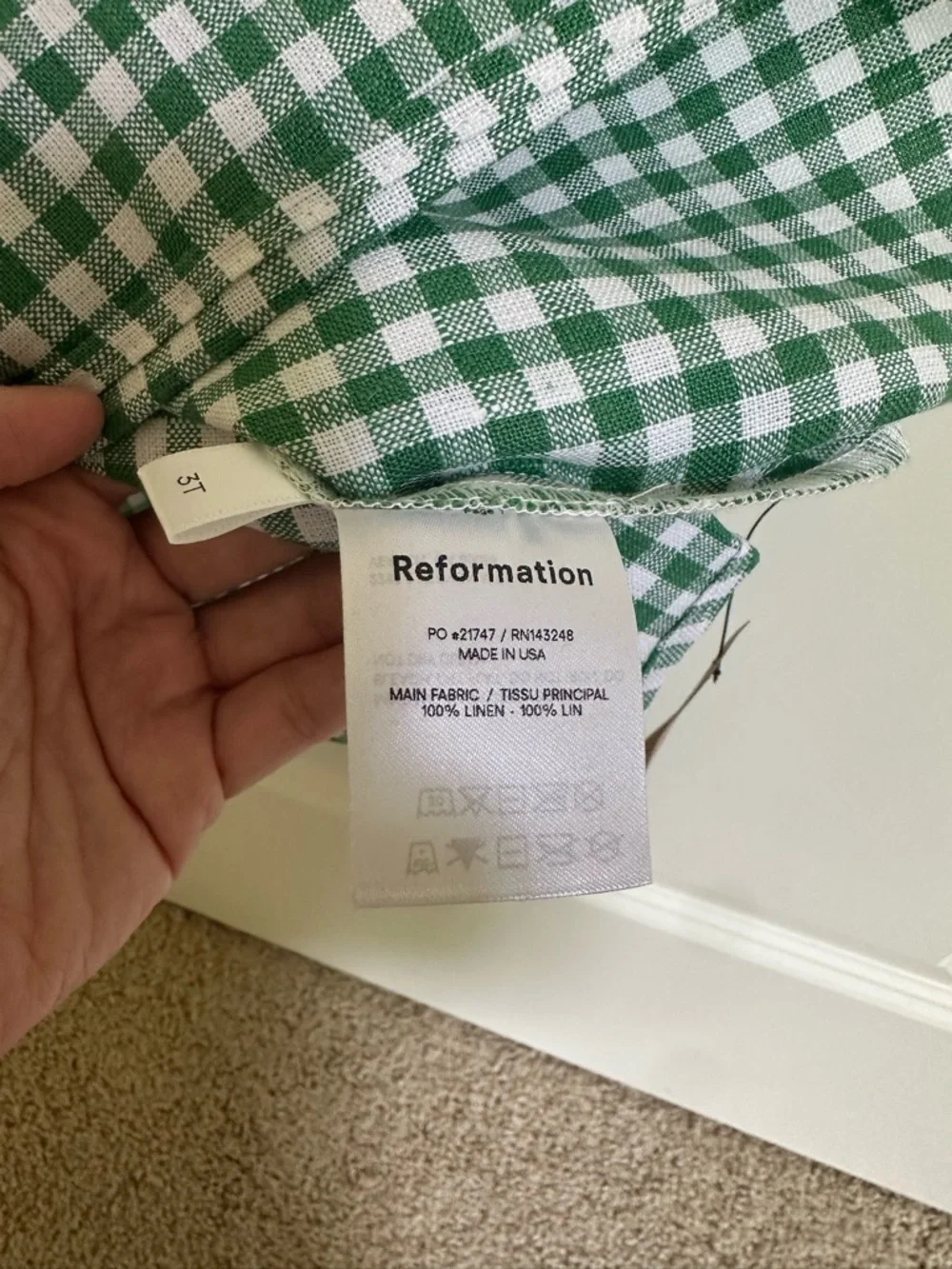 Reformation Green and White Gingham Smocked Sundress - Picture 7 of 12